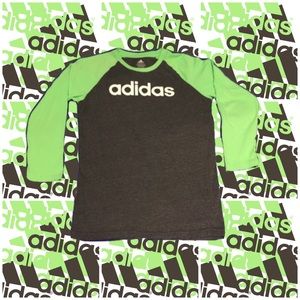 ADIDAS Teen Unisex XL 18 Gray/Green T Shirt